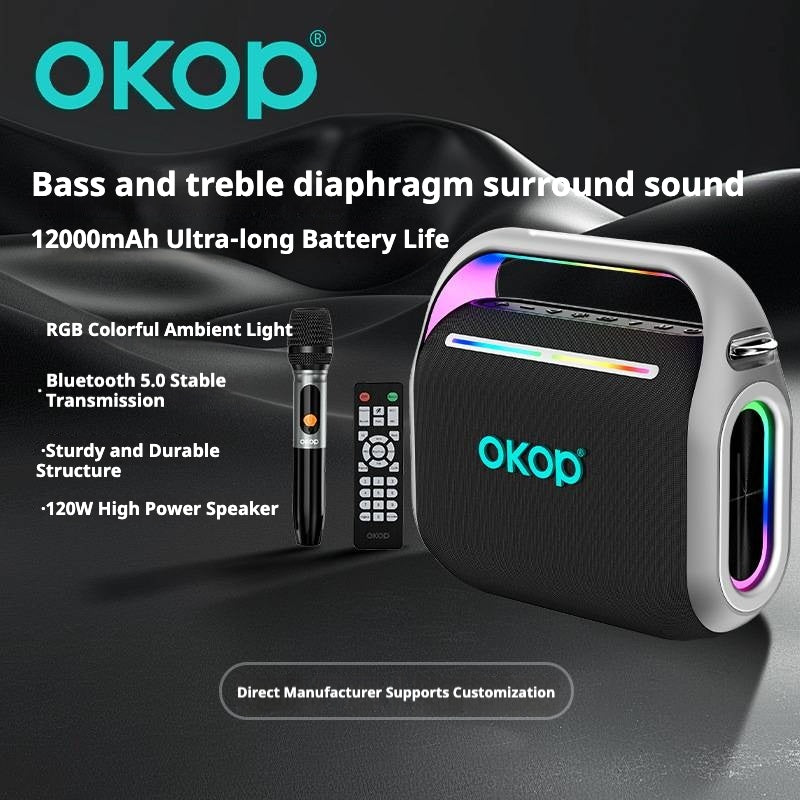 KP-8003 Party Bluetooth Speaker Outdoor RGB Éclairage ambiant Microphone et longue batterie L