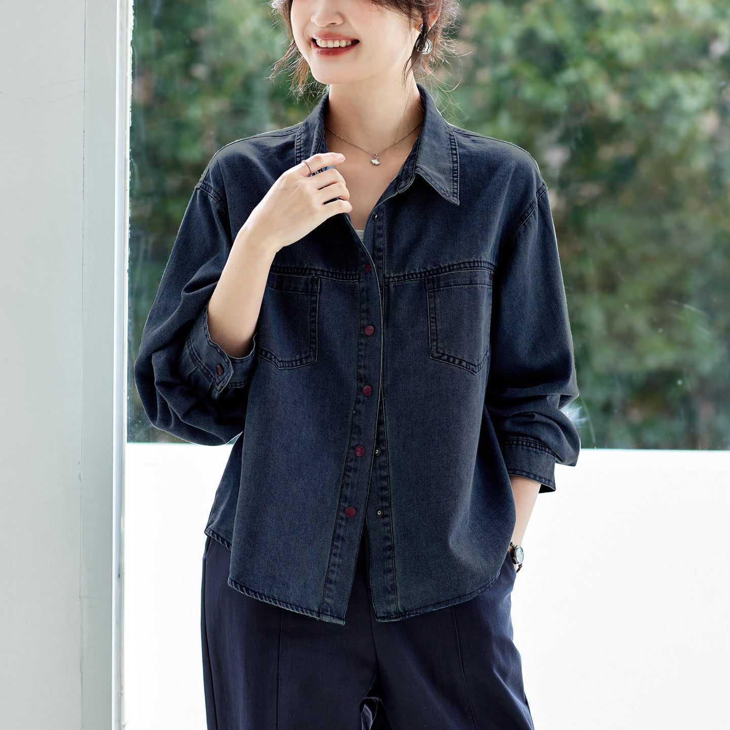 Blouse femme élégante et polyvalente pour vêtements de dessus