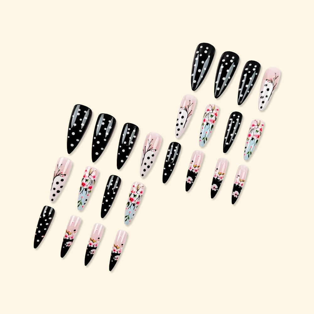 Stickers 24 pièces d'huile d'acrylique pointue allongée pour porter des ongles