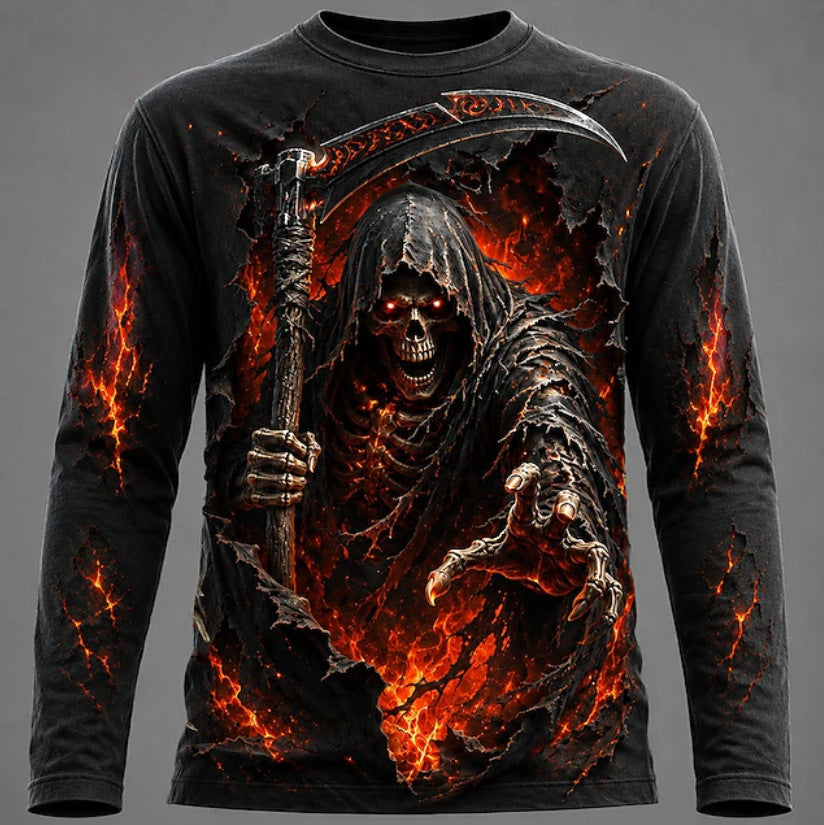 T-shirt imprimé homme manches longues avec un cou d'équipage