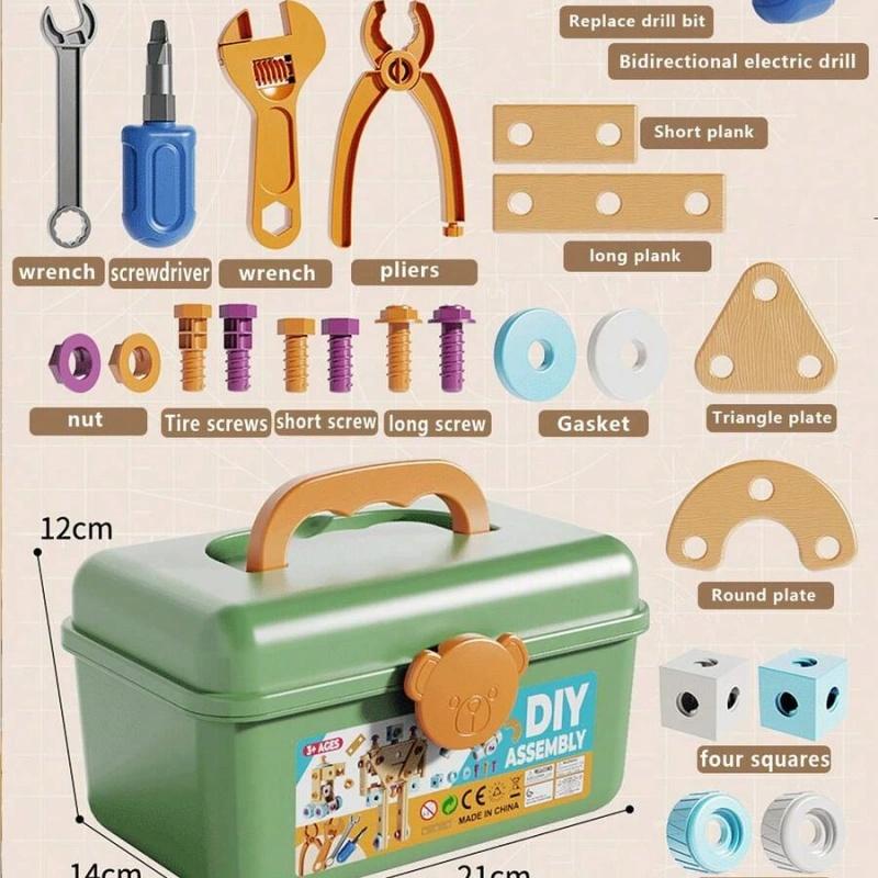 126-Piece Wooden Creative Construction and Tool Set Early Education