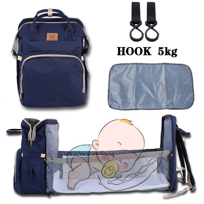 Pliage de la mode de crèche Maternelle et bébé Grande capacité Double épaule sac à dos papa