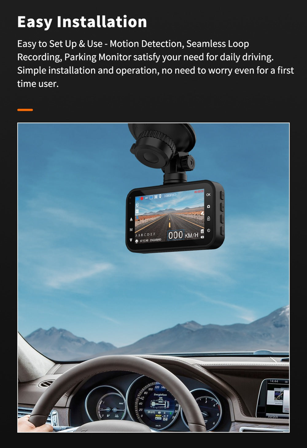 Dash Cam avant et arrière caméra de voiture double Dashcam 1080P FHD