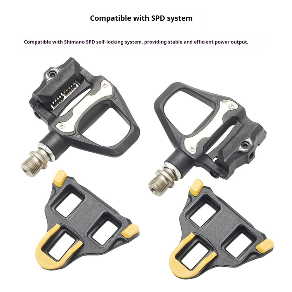 Road bike pedals with SPD Cleats and a clipless system