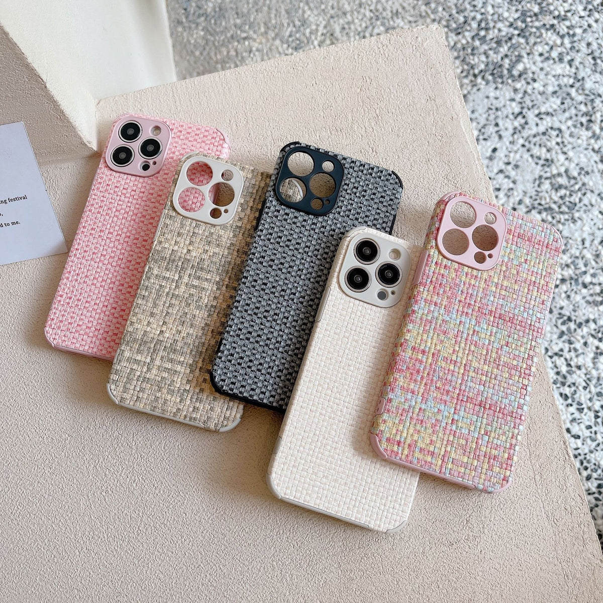 Woven retro leather phone case