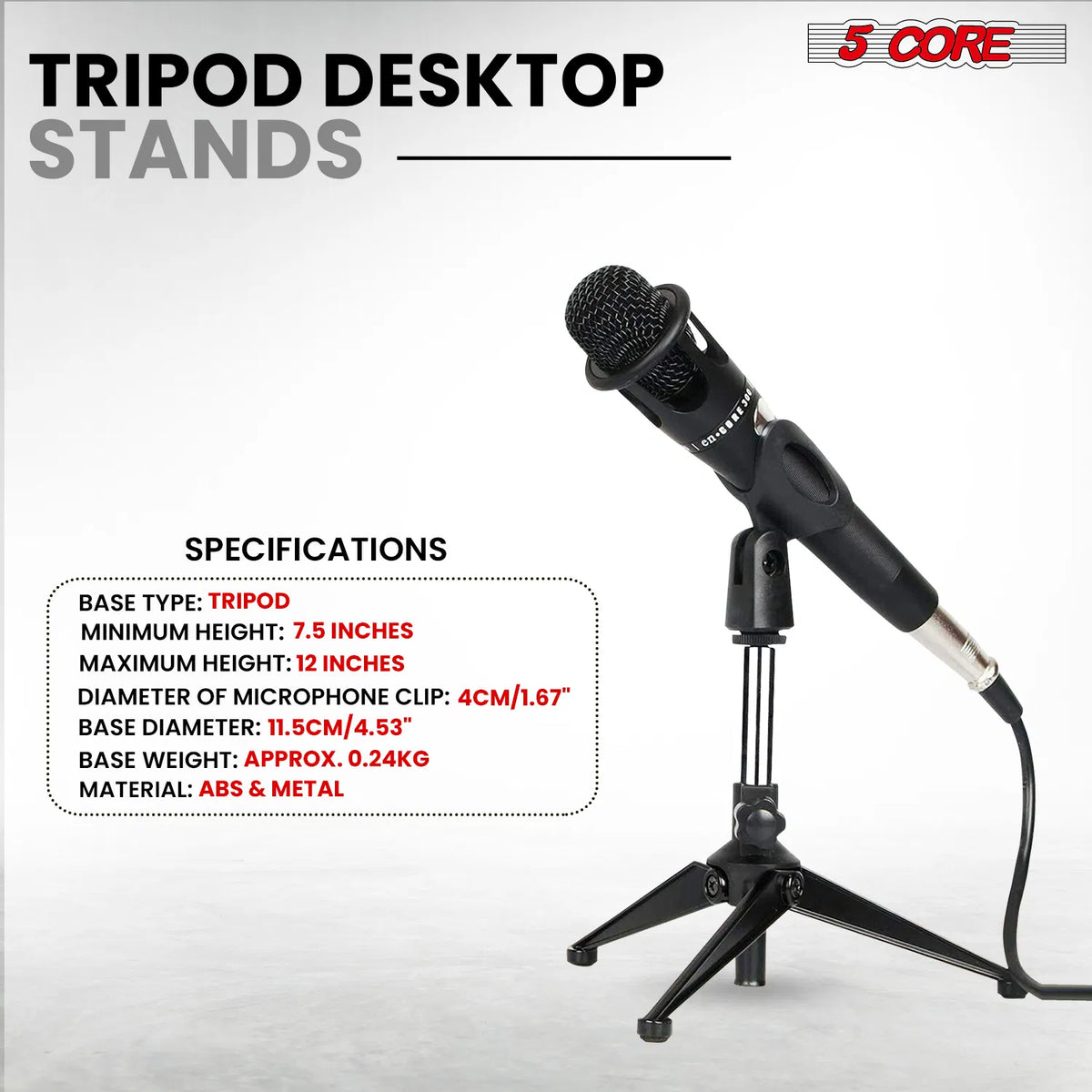 5 supports de microphone de bureau réglables de bureau Mic de bureau de base