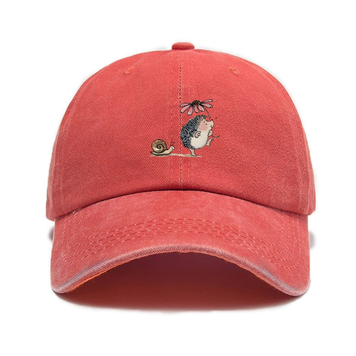 Simple cartoon Hedgehog et escargot imprimé Lavé l'ancienne casquette de baseball