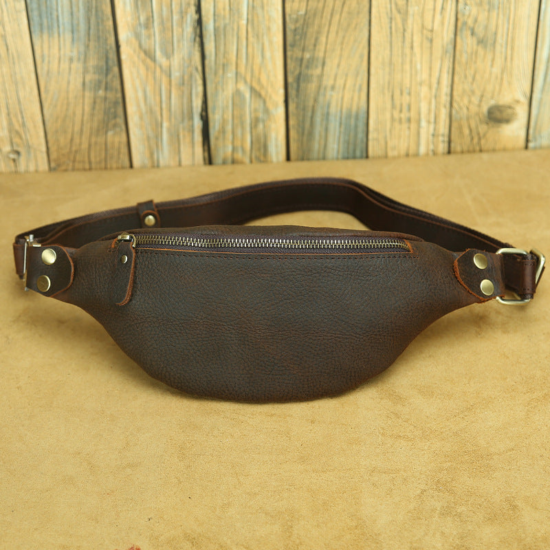 Sac homme Retro Crazy Horse Sac en cuir de poitrine Premier calque