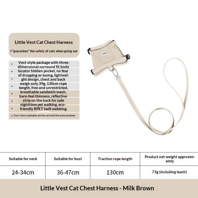 Escape Proof Cat Harness Cat Vest with GPS Tracker Pocket and Leash