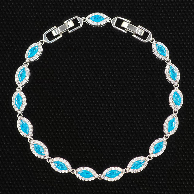 Bracelet de tennis Marquise Zircon de luxe Elégant argent ton cristal bijoux femmes party mer