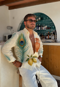 Peacock Feather & Lemon Print Chemise surdimensionnée