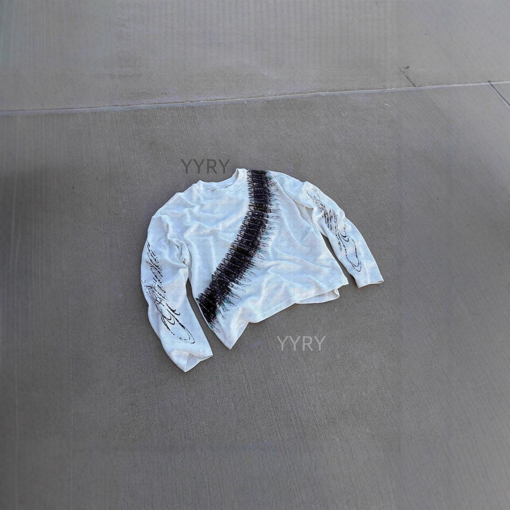 Sweat-shirt col rond imprimé avec manches longues