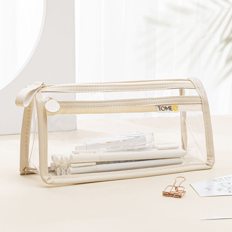 Transparent double couche boîtier crayon examen spécial grande capacité
