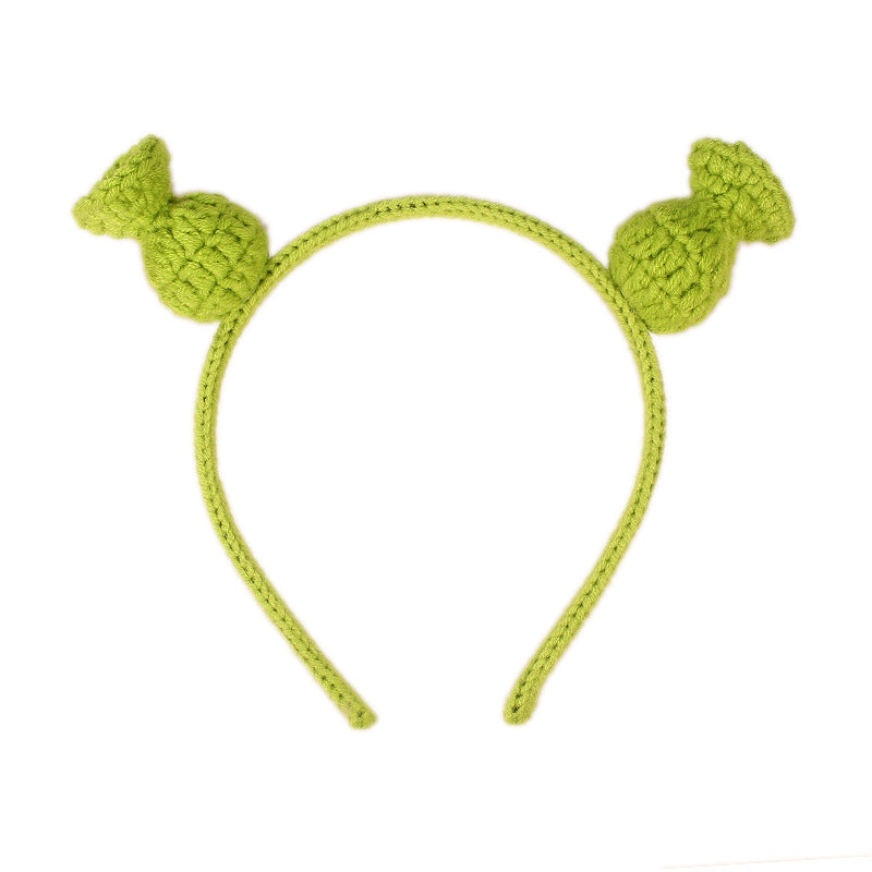 Tête crochetée en laine faite à la main vert shrek