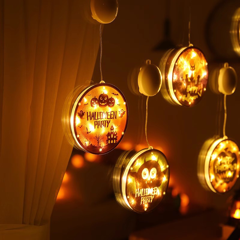 En stock Traitement Halloween Lumineux citrouille décoration légère Fête fenêtre pendentif Atmos