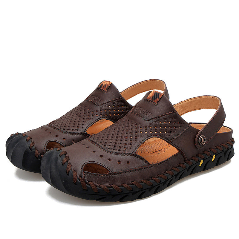 Chaussures de plage pour hommes en plein air à couture manuelle