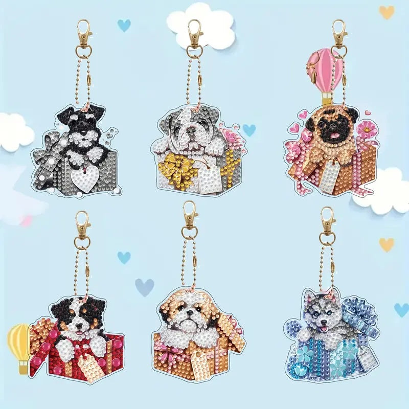 Porte-clés de peinture diamant bricolage - Motif animal