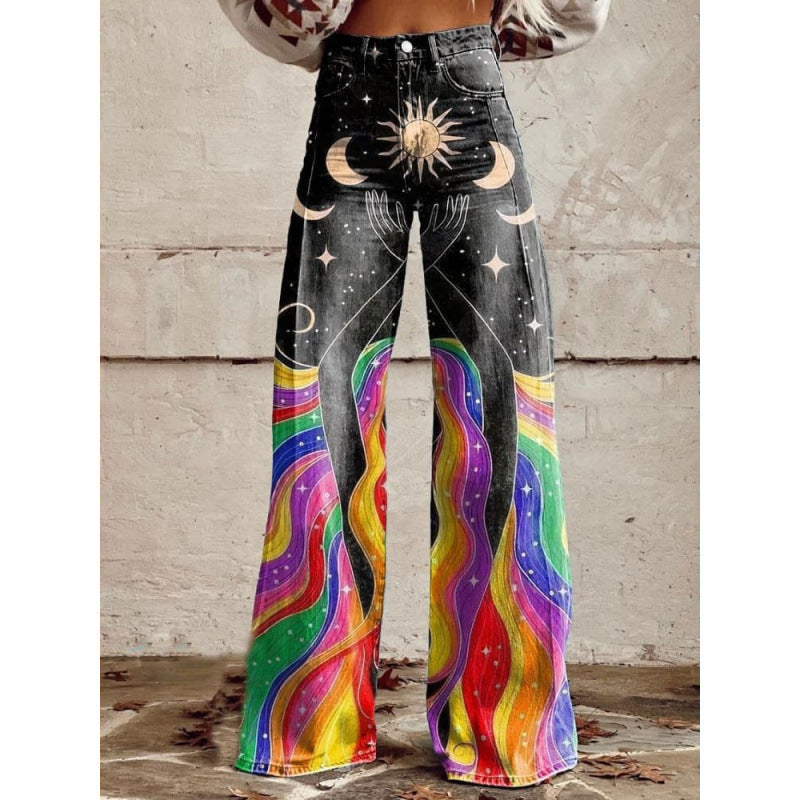 Pantalons de denim imprimés pour femmes