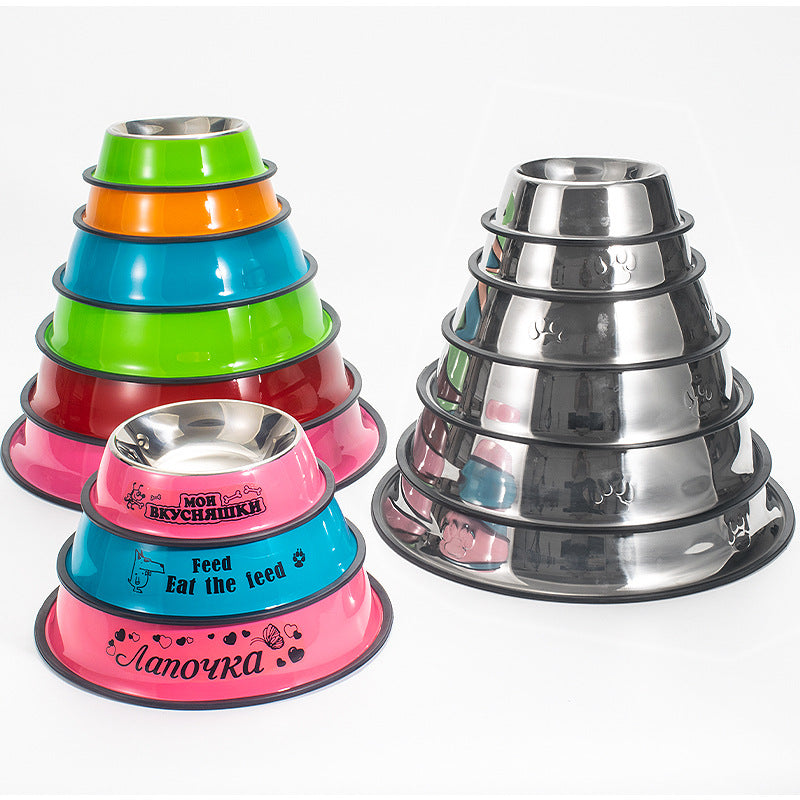 Tip-proof Non-slip Pet Supplies en acier inoxydable Dog Bowl et Cat Bowl