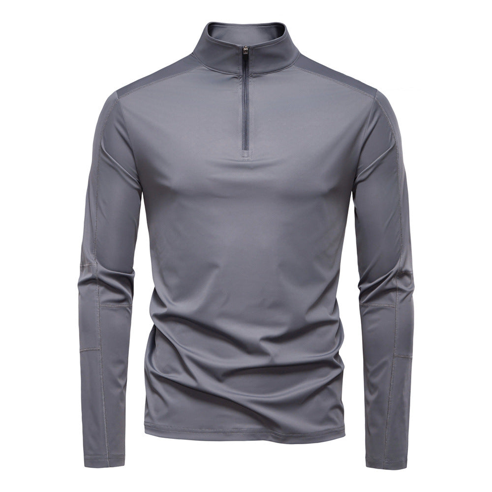 Printemps et été hommes écran solaire UPF100 Base Shirt T-shirt demi-zipper manches longues pour M