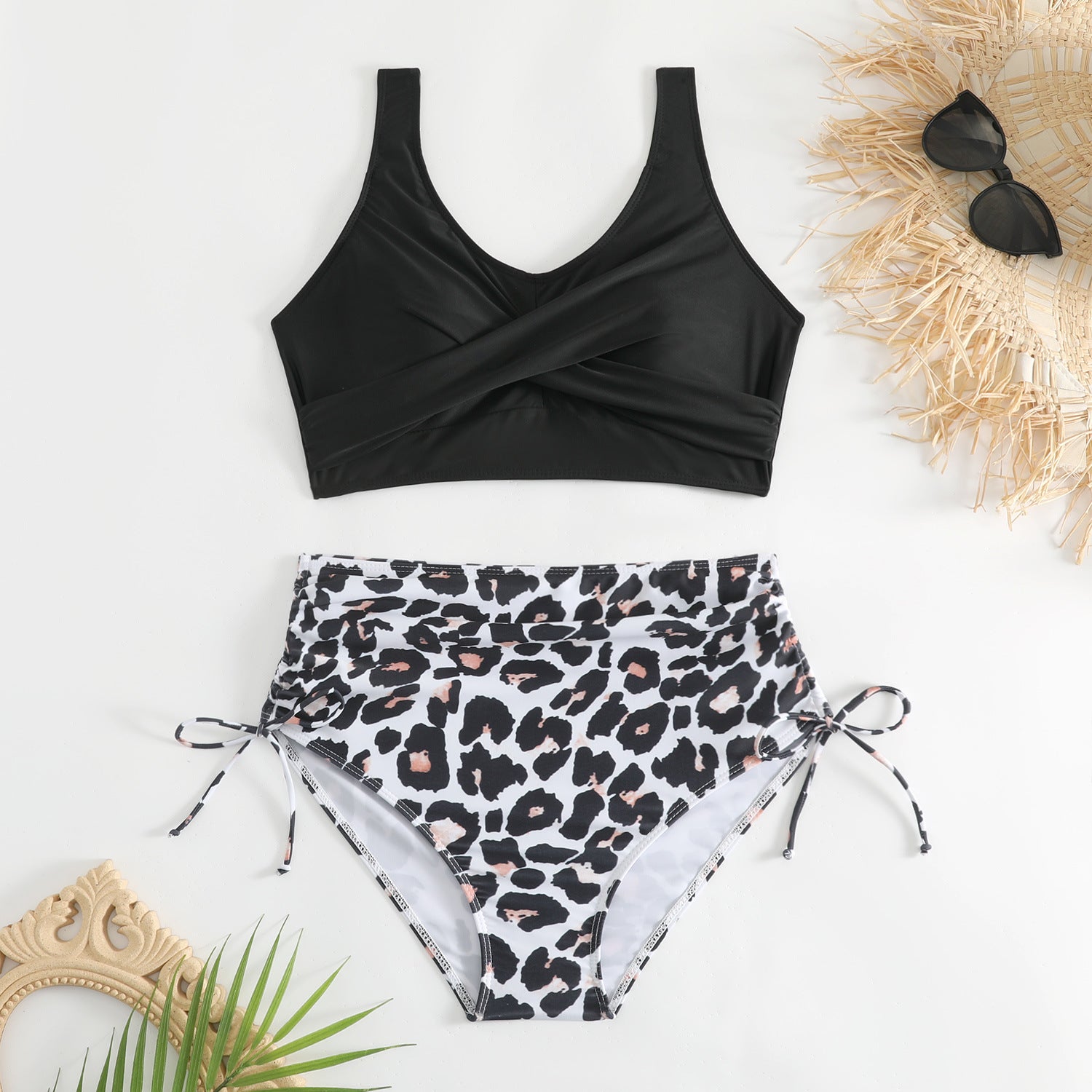 Robe de bain bikini bicolore bicolore sans dos en deux parties