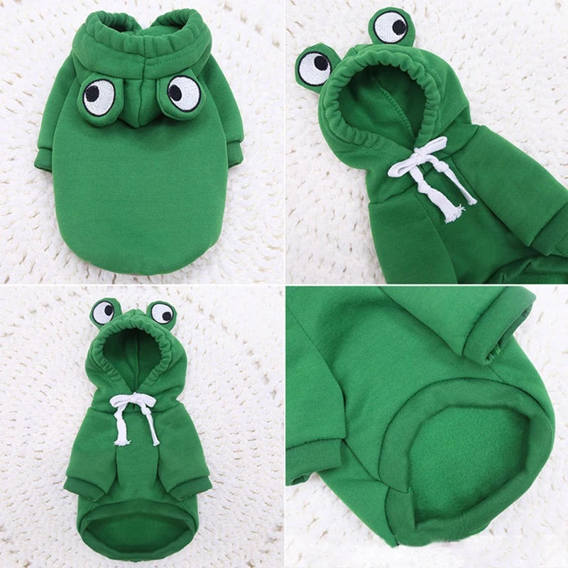 Doucement chaud vêtements de chat pour petits chiens chats drôle Halloween Cosplay Frog costume Kitten Crea