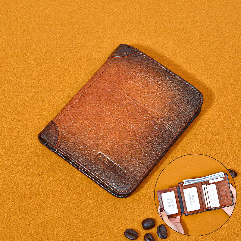 Porte-monnaie en cuir antivol ultra-mince en cuir pour hommes