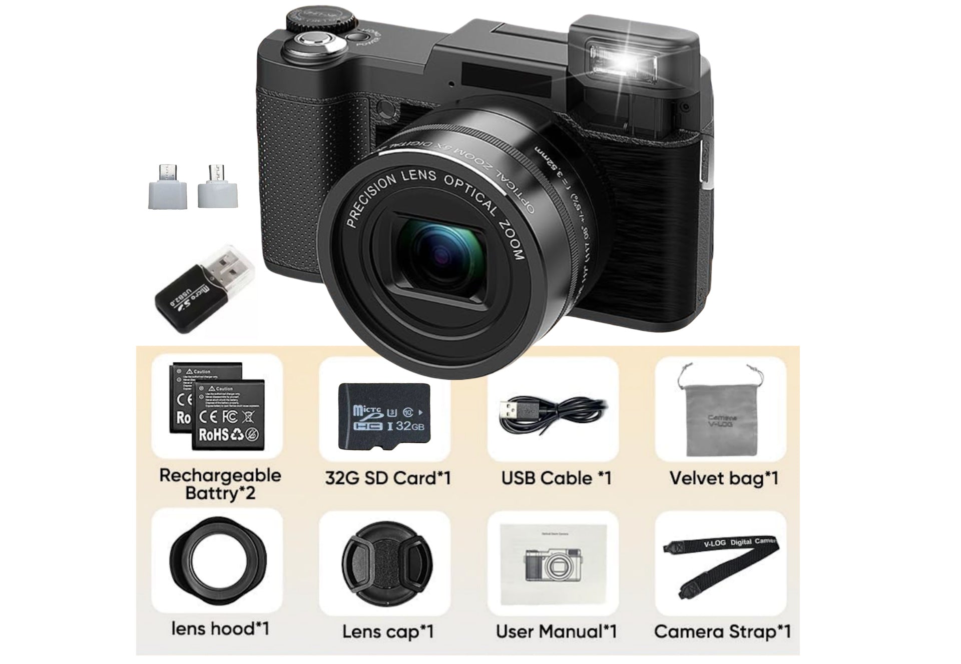 Version d'un appareil photo numérique haute définition avec zoom optique 5x