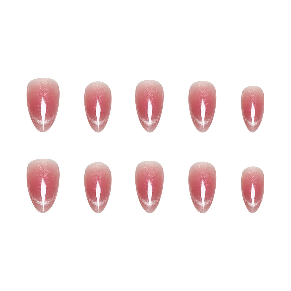 Stickers 30 pièces en forme d'amande courte à ongles à pression à oeil de chat Art à ongles en rouge Gradient C