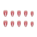 Stickers 30 pièces en forme d'amande courte à ongles à pression à oeil de chat Art à ongles en rouge Gradient C
