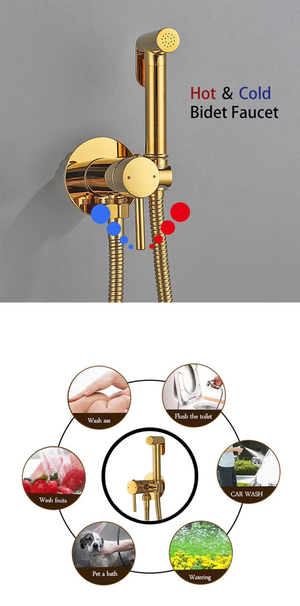 Ensemble de pulvérisateur de bidet en laiton et toilette froide
