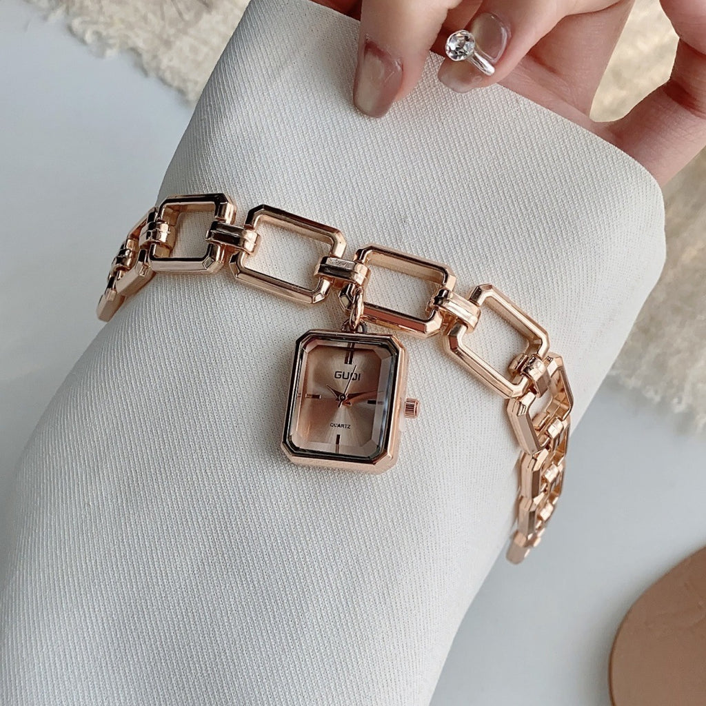 Femmes Montre décorative avec pendentif carré et style bracelet