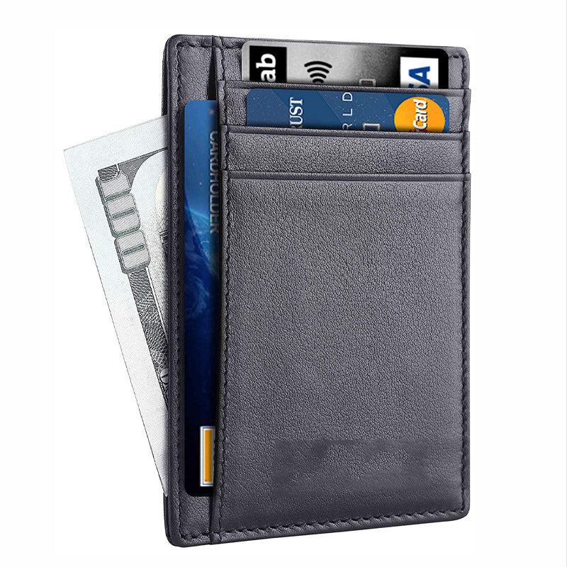 Porte-cartes antivol en cuir véritable pour hommes