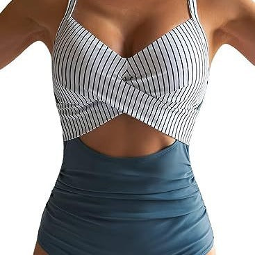Maillot de bain monocolore pour femmes de style européen et américain avec un panneau sans dos