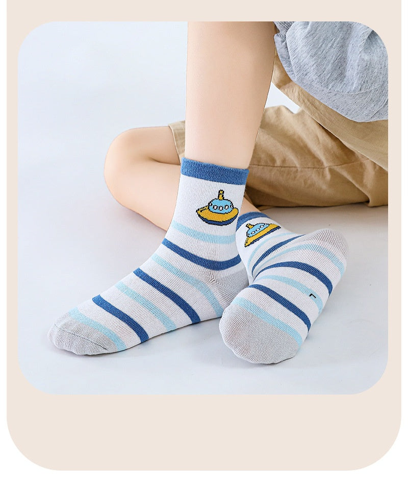 Chaussettes pour enfants Printemps et Automne mince Longueur mi-calf Couleur solide Chaussettes en coton