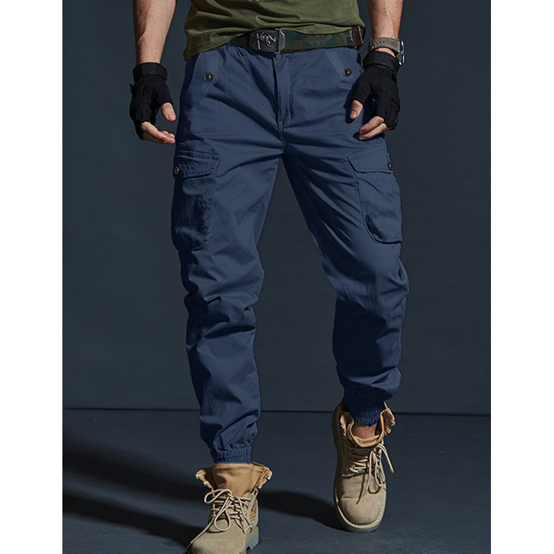 Pantalons de travail multi-poches pour hommes Slim-fit