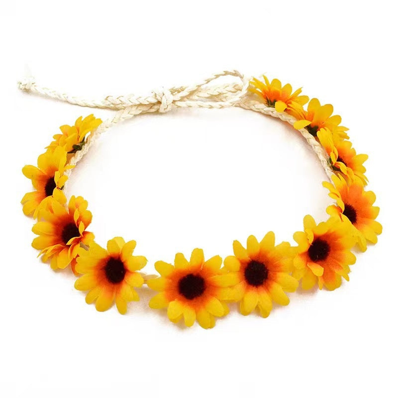 11 Simulation petite fleur de soleil Bohême vacances bord de mer Braid bande de cheveux pour les femmes