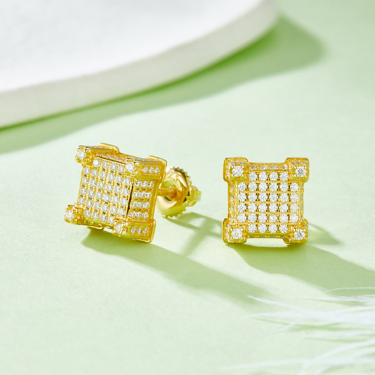 S925 Argent Sterling 216pcs D Couleur VVS1 Moissanite Boucles d'oreilles 3D Cube 3.2g Vis Hypoa