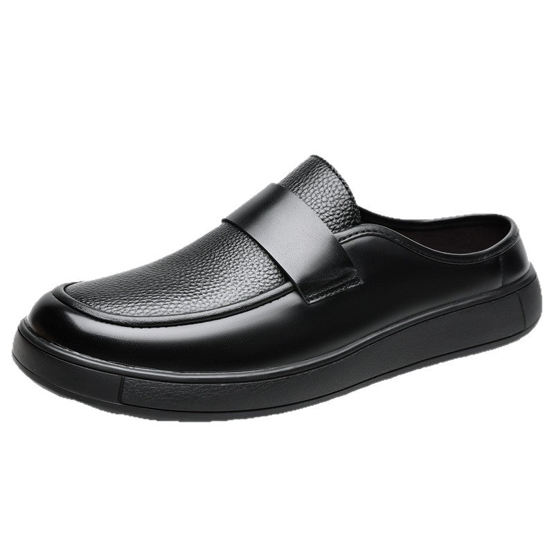 Chaussures casuales à point bas à bout large avec dessus de cowhide