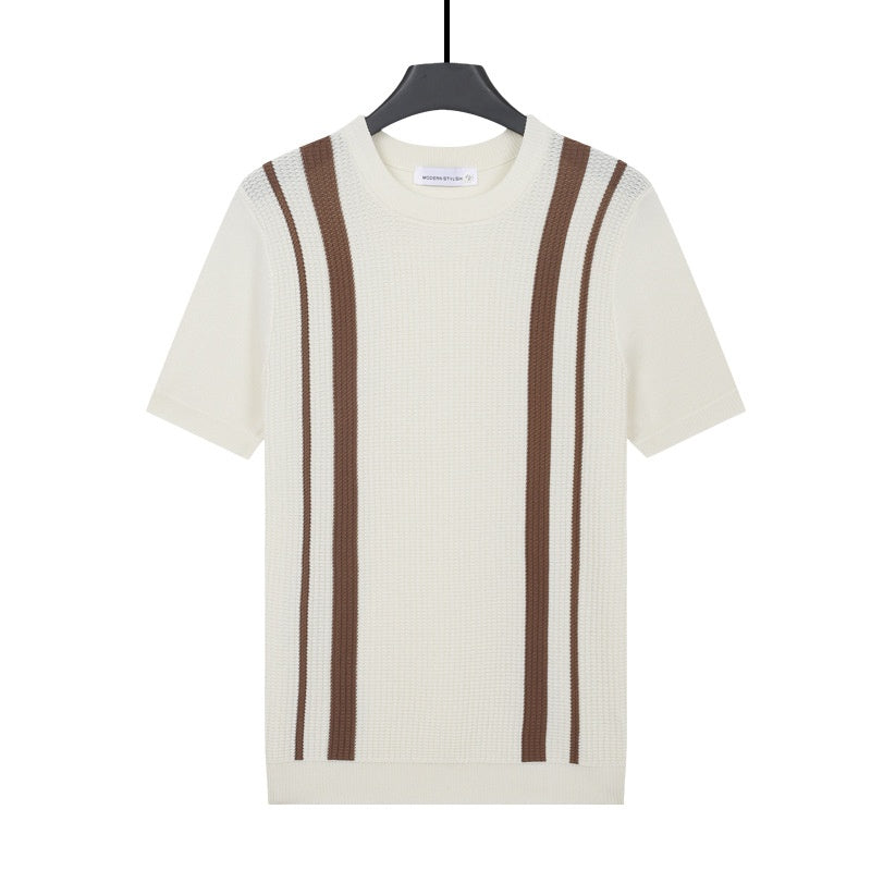 Hommes Ice-Silk Cool-Feld Crew-Neck Knitted Top