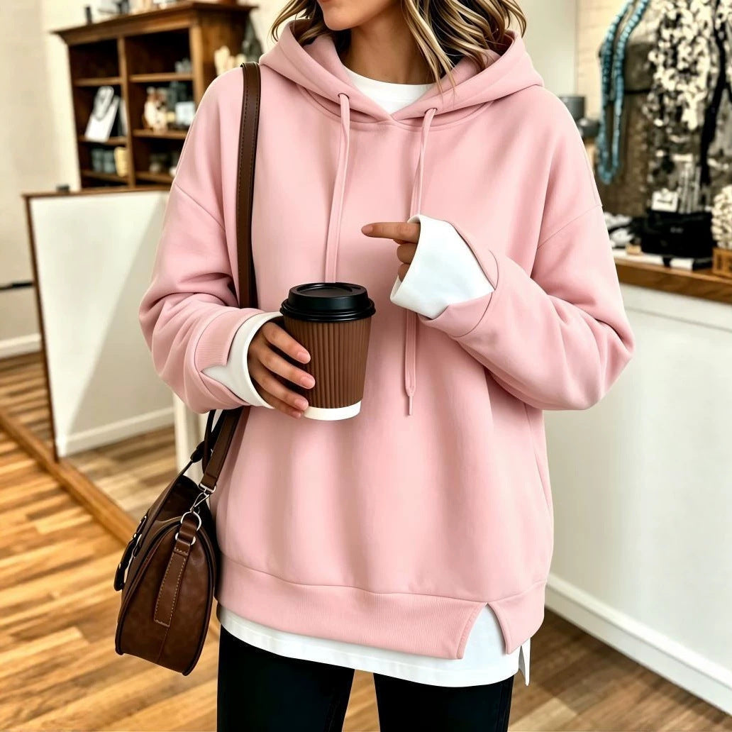 Automne-hiver Femmes Faux Sweat à capuche deux-pièces