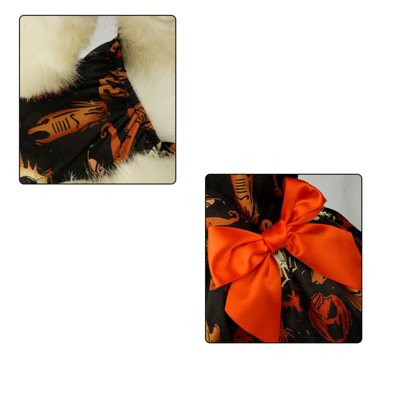 Halloween Petit Dog Vêtements Pet Robe Pumpkin Imprimer Robe Chihuahua Yorkie Mesh Robe Pet
