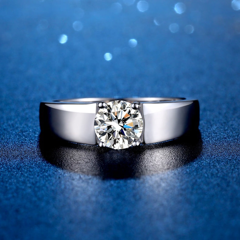 Sterling Silver Moissanite Anneau Tempérament Ouverture réglable
