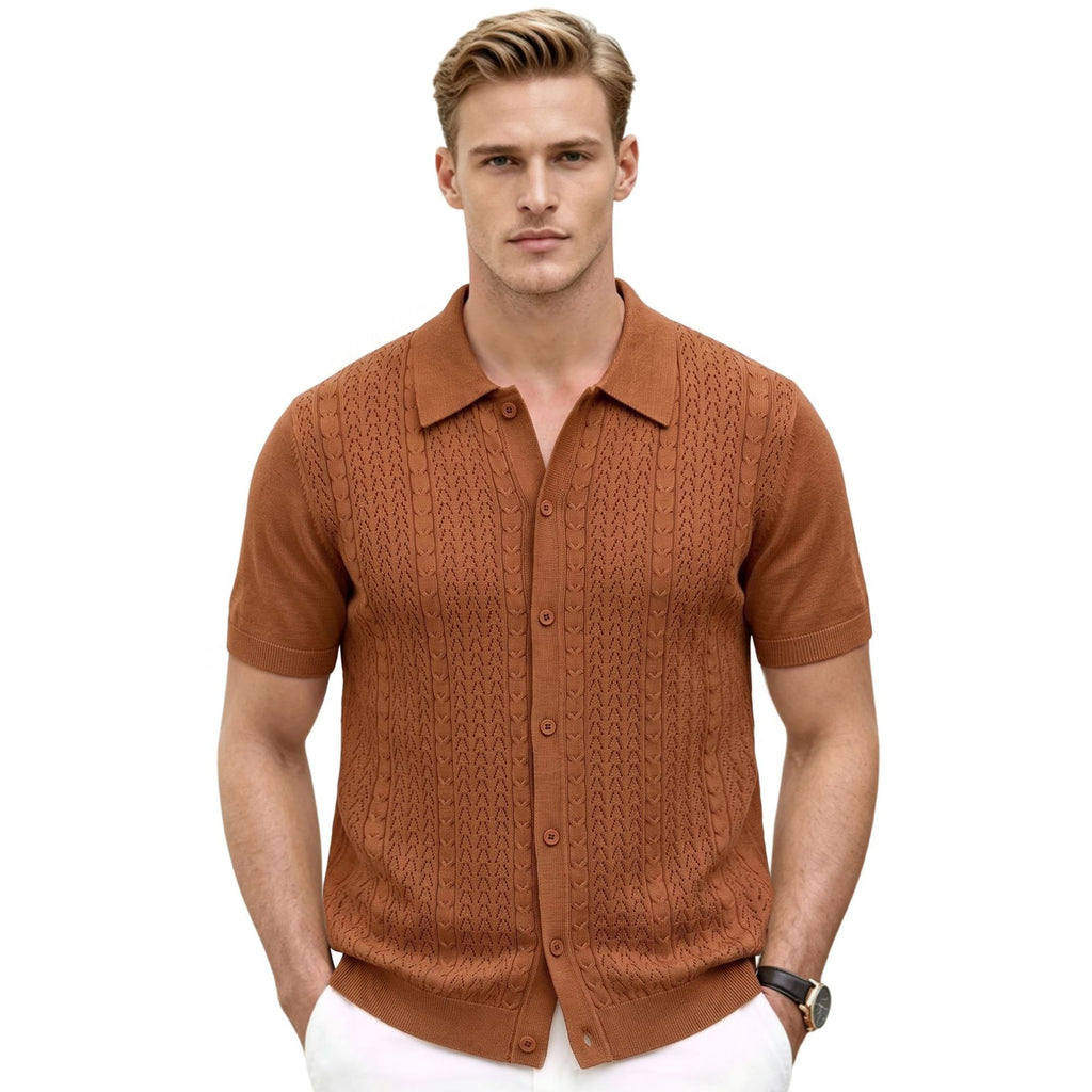 Été Solide-couleur Hollow-out Manche courte maille Top