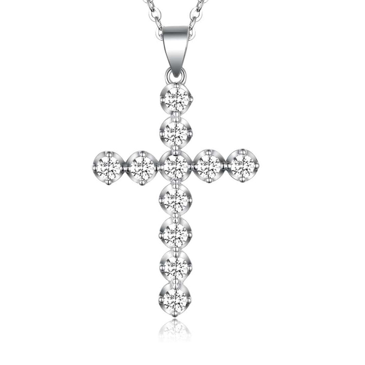 S925 Argent Sterling 11-Stone Moissanite Collier croisé 45cm D Couleur VVS1 Platine plaquée