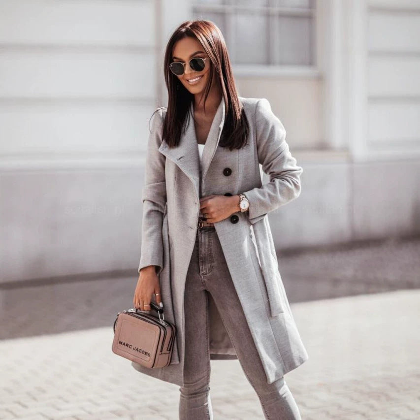 European And American Amazon Autumn And Winter Lapel Coat à tête unique