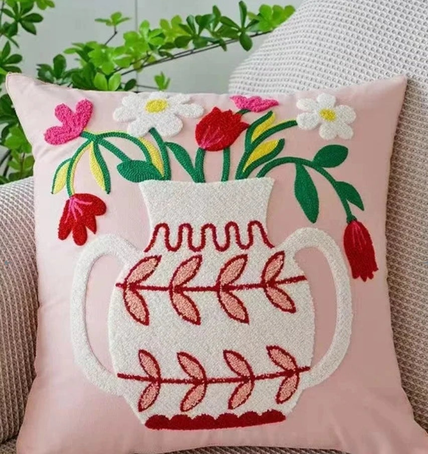 Étui d'oreiller décoratif avec couverture de broderie florale
