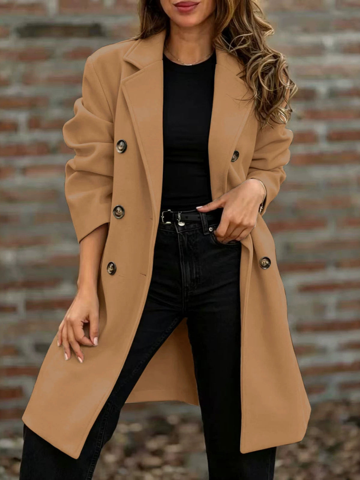 Chic Street Style Automne et hiver Veste à manches longues en laine à manches longues