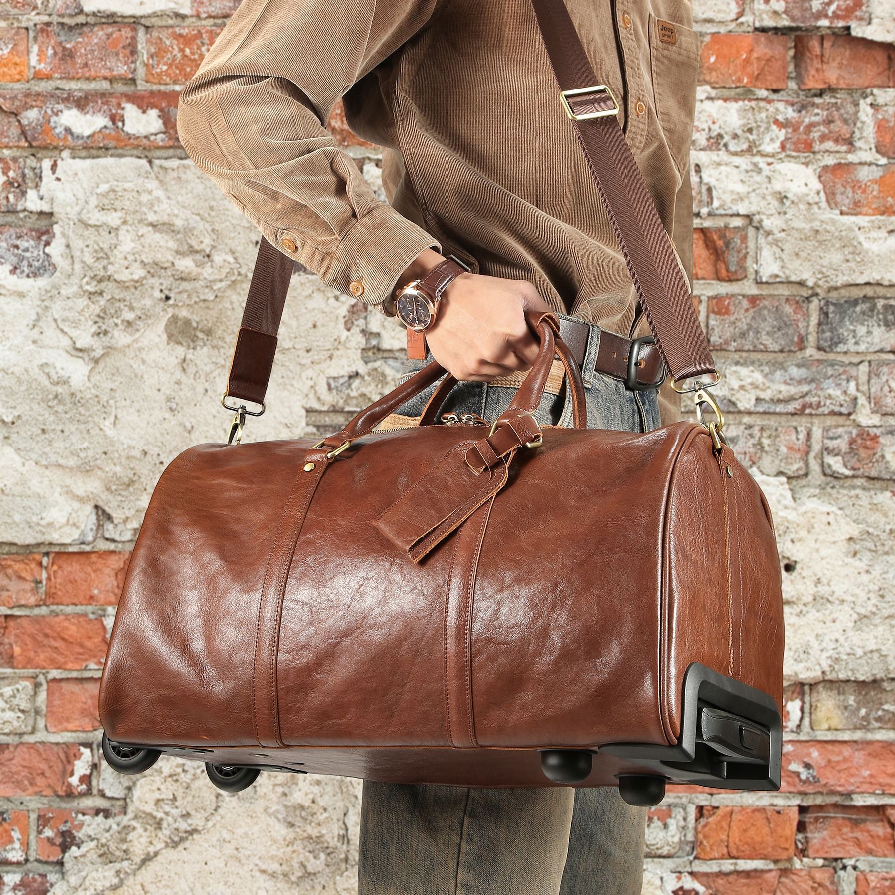 Sac de voyage en cuir de cheval fou