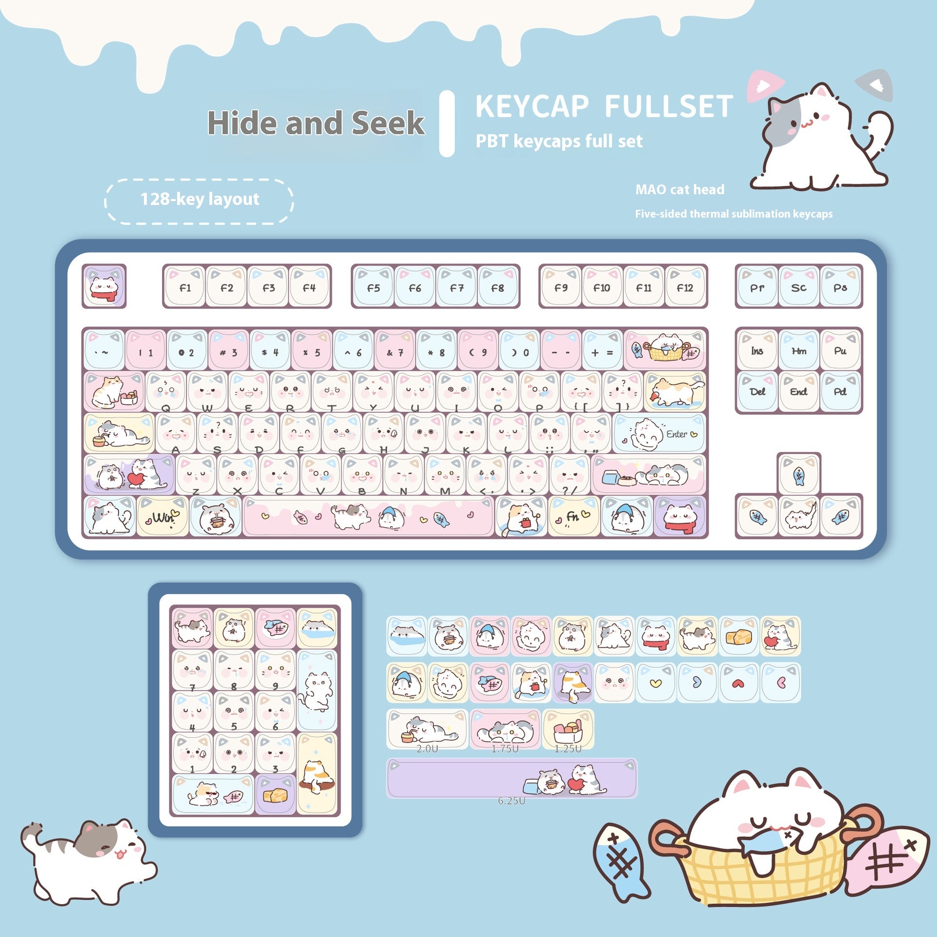 Thème personnalisé Sublimation cinq faces PBT Clavier mécanique personnalisé